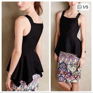 Anthropologie Black Sleeveless Peplum Blouse
